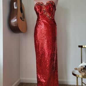 Vintage Alyce Designs RUBY SLIPPERS RED Sequin Dress XXS